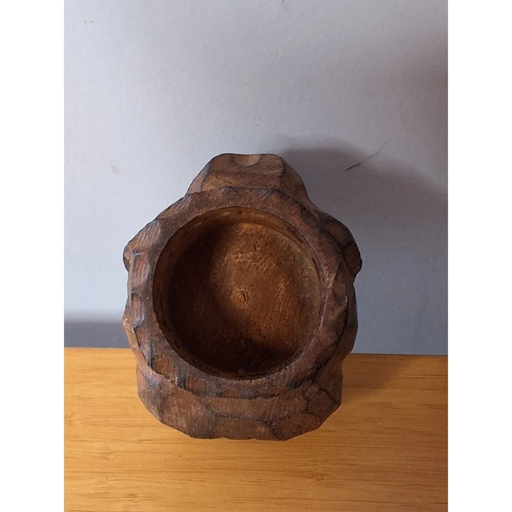 Hand Carved Wooden Elephant Trinket Candle Planter Holder‎